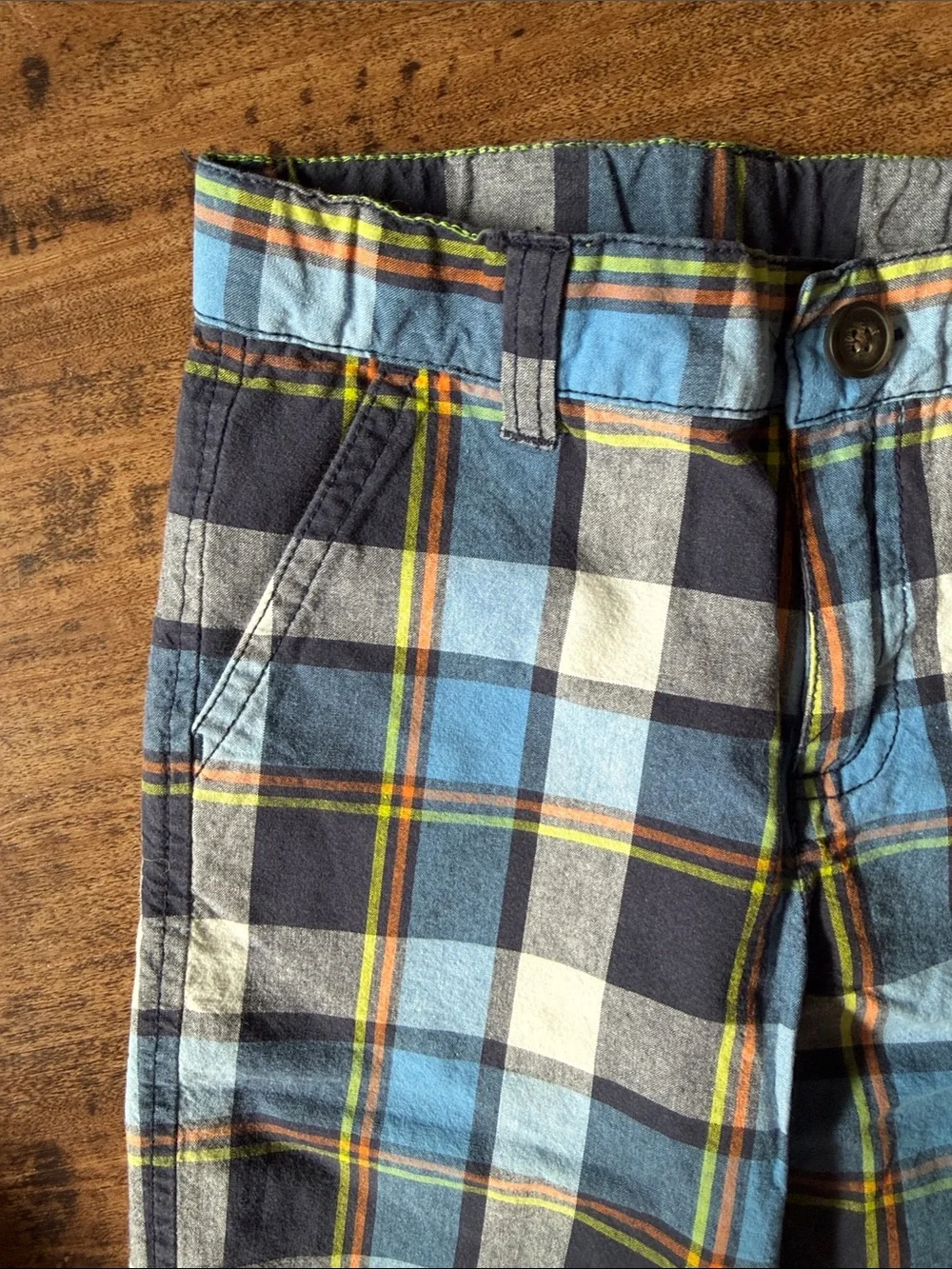 Kids Blue Plaid Cotton Shorts